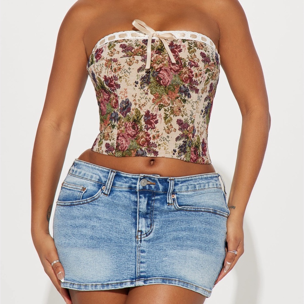 Floral Strapless Corset Top